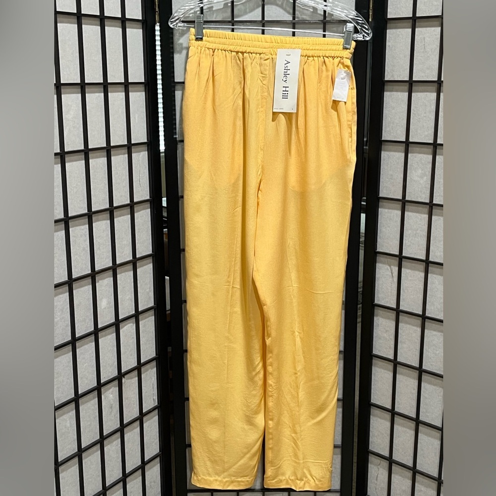Ashley Hill Sunny Yellow Elastic Waist Pants WOMEN SIZE M